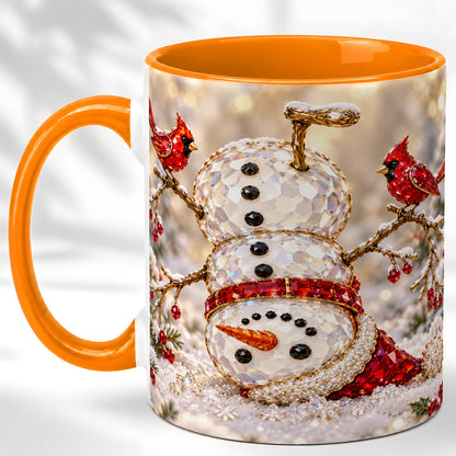 #pl[11oz|Orange] Winter Snowman Coffee Mug, Red Cardinal Mug, Ceramic Cup