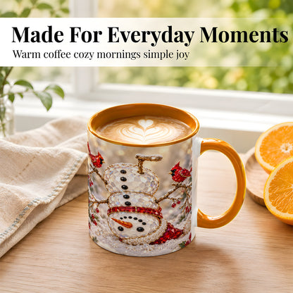 #pl[11oz|Orange] Winter Snowman Coffee Mug, Red Cardinal Mug, Ceramic Cup