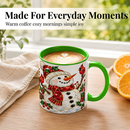 #pl[11oz|Green] Gemstone Snowman Coffee Mug, Cardinal Winter Mug, Ceramic Cup