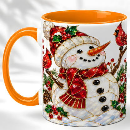 #pl[11oz|Orange] Gemstone Snowman Coffee Mug, Cardinal Winter Mug, Ceramic Cup