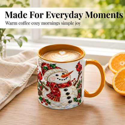#pl[11oz|Orange] Gemstone Snowman Coffee Mug, Cardinal Winter Mug, Ceramic Cup