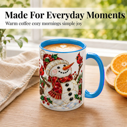 #pl[15oz|Blue] Gemstone Snowman Coffee Mug, Cardinal Winter Mug, Ceramic Cup