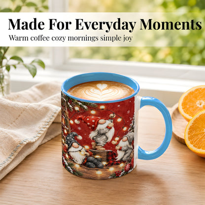 #pl[11oz|Blue] Christmas Gnome Coffee Mug, Holiday Lights Mug, Ceramic Cup
