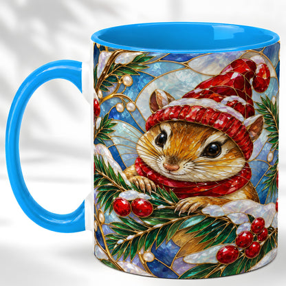 #pl[11oz|Blue] Stained Glass Mouse Coffee Mug, Winter Mouse Mug, Ceramic Cup