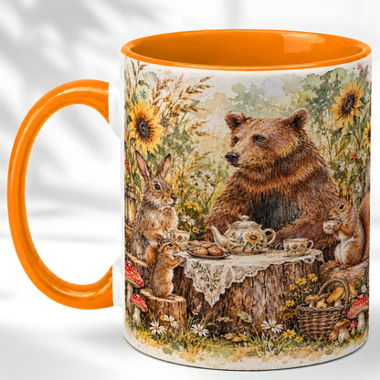 #pl[11oz|Orange] Woodland Tea Party Coffee Mug, Forest Animal Mug, Ceramic Cup
