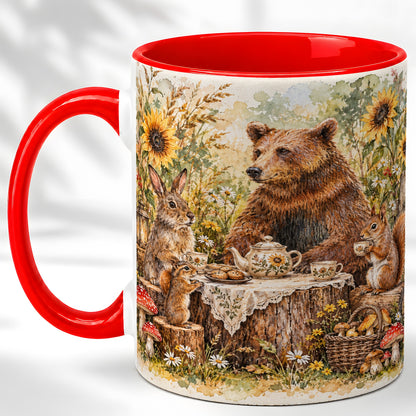 Woodland Tea Party Coffee Mug, Forest Animal Mug, Ceramic Cup