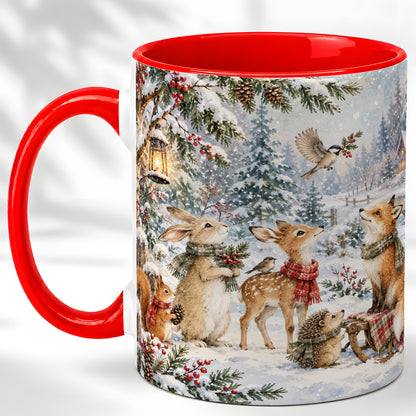 Winter Woodland Coffee Mug, Forest Animals Mug, Ceramic Cup