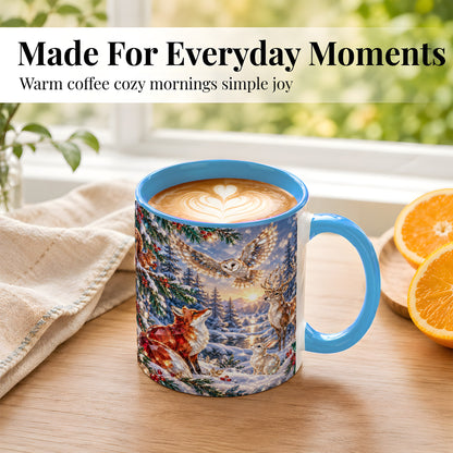 #pl[11oz|Blue] Winter Woodland Coffee Mug, Wildlife Mug, Ceramic Cup