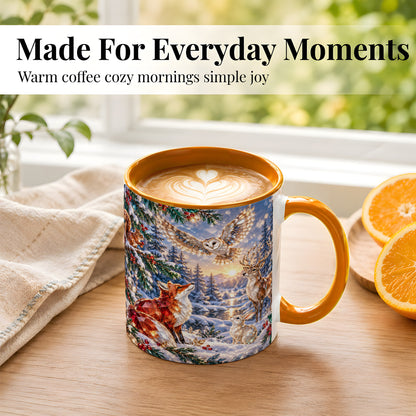 #pl[11oz|Orange] Winter Woodland Coffee Mug, Wildlife Mug, Ceramic Cup