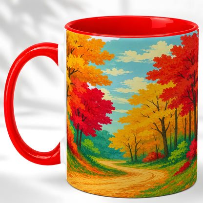 Autumn Forest Coffee Mug, Fall Foliage Mug, Ceramic Cup