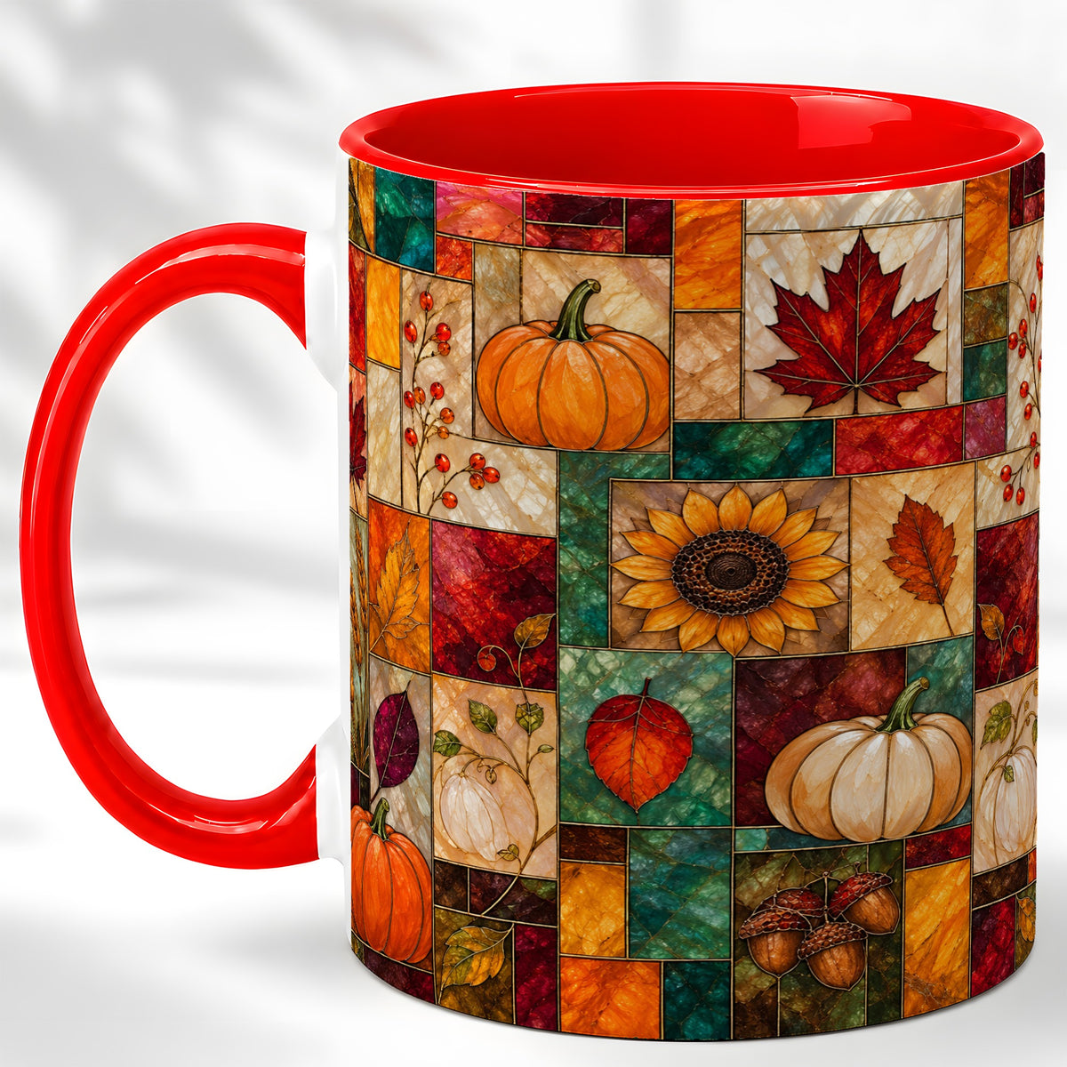 Autumn Harvest Coffee Mug, Pumpkin Leaf Mug, Ceramic Cup