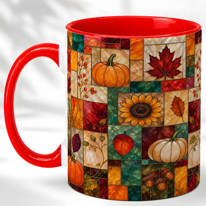 Autumn Harvest Coffee Mug, Pumpkin Leaf Mug, Ceramic Cup