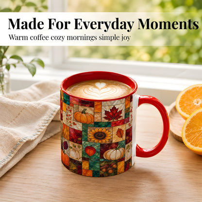 #pl[11oz|Red] Autumn Harvest Coffee Mug, Pumpkin Leaf Mug, Ceramic Cup
