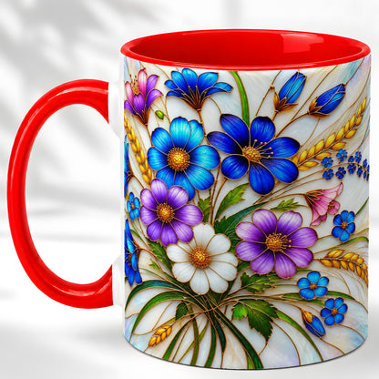 Blue Wildflower Coffee Mug, Botanical Floral Mug, Ceramic Cup