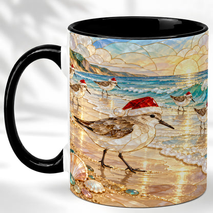 #pl[11oz|Black] Santa Shorebird Coffee Mug, Coastal Bird Mug, Ceramic Cup