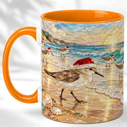 #pl[11oz|Orange] Santa Shorebird Coffee Mug, Coastal Bird Mug, Ceramic Cup