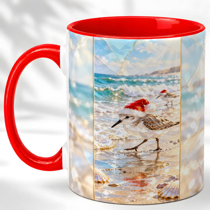 Christmas Shorebird Coffee Mug, Beach Bird Mug, Ceramic Cup