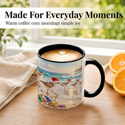 #pl[11oz|Black] Holiday Shorebird Coffee Mug, Seaside Bird Mug, Ceramic Cup