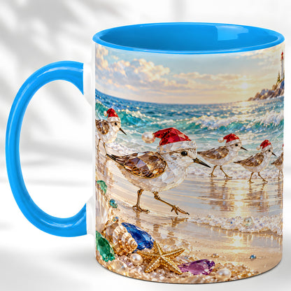#pl[11oz|Blue] Holiday Shorebird Coffee Mug, Seaside Bird Mug, Ceramic Cup