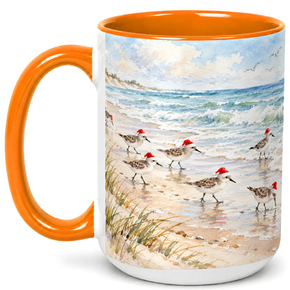 #pl[15oz|Orange] Coastal Santa Bird Coffee Mug, Shorebird Mug, Ceramic Cup