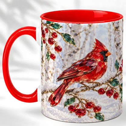 Winter Cardinal Coffee Mug, Red Bird Mug, Ceramic Cup
