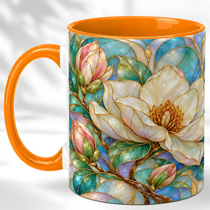 #pl[11oz|Orange] Jeweled Floral Coffee Mug, Botanical Bloom Mug, Ceramic Cup