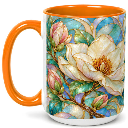 #pl[15oz|Orange] Jeweled Floral Coffee Mug, Botanical Bloom Mug, Ceramic Cup