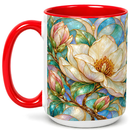 #pl[15oz|Red] Jeweled Floral Coffee Mug, Botanical Bloom Mug, Ceramic Cup