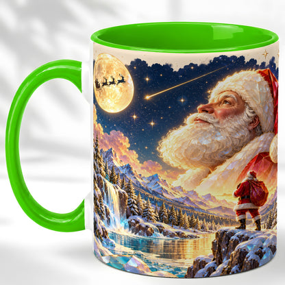 #pl[11oz|Green] Christmas Santa Coffee Mug, Moonlit Winter Mug, Ceramic Cup