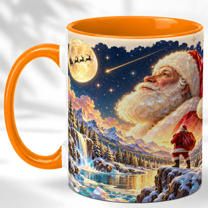 #pl[11oz|Orange] Christmas Santa Coffee Mug, Moonlit Winter Mug, Ceramic Cup