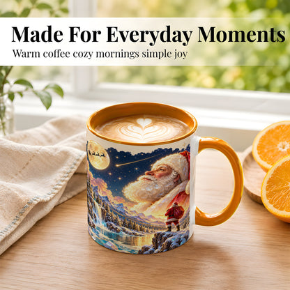 #pl[11oz|Orange] Christmas Santa Coffee Mug, Moonlit Winter Mug, Ceramic Cup
