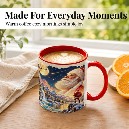 #pl[11oz|Red] Christmas Santa Coffee Mug, Moonlit Winter Mug, Ceramic Cup