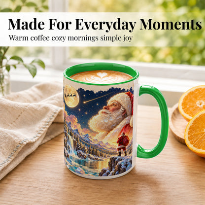 #pl[15oz|Green] Christmas Santa Coffee Mug, Moonlit Winter Mug, Ceramic Cup