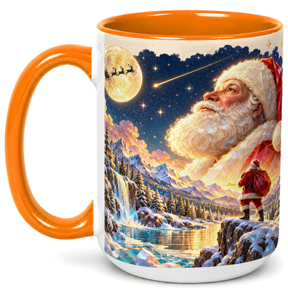 #pl[15oz|Orange] Christmas Santa Coffee Mug, Moonlit Winter Mug, Ceramic Cup