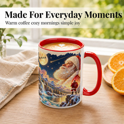 #pl[15oz|Red] Christmas Santa Coffee Mug, Moonlit Winter Mug, Ceramic Cup
