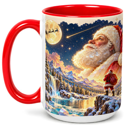 #pl[15oz|Red] Christmas Santa Coffee Mug, Moonlit Winter Mug, Ceramic Cup