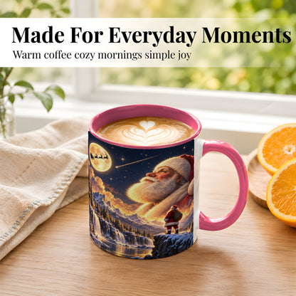 #pl[11oz|Pink] Santa Moon Coffee Mug, Winter Landscape Mug, Ceramic Cup