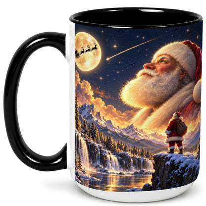 #pl[15oz|Black] Santa Moon Coffee Mug, Winter Landscape Mug, Ceramic Cup