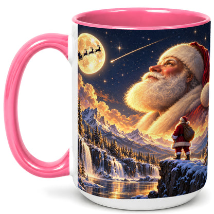 #pl[15oz|Pink] Santa Moon Coffee Mug, Winter Landscape Mug, Ceramic Cup