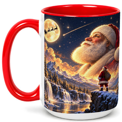 #pl[15oz|Red] Santa Moon Coffee Mug, Winter Landscape Mug, Ceramic Cup