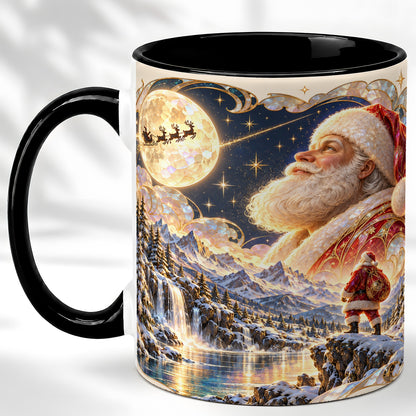 #pl[11oz|Black] Santa Moon Coffee Mug, Christmas Night Mug, Ceramic Cup