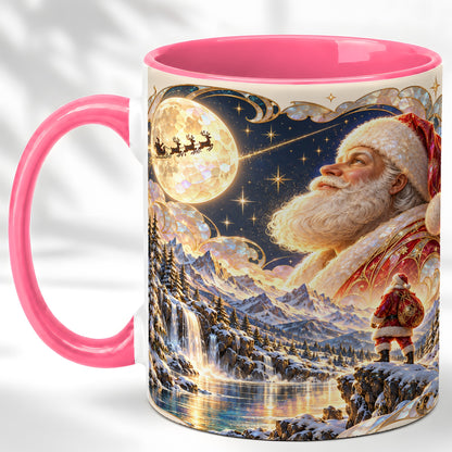 #pl[11oz|Pink] Santa Moon Coffee Mug, Christmas Night Mug, Ceramic Cup