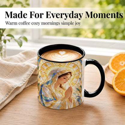 #pl[11oz|Black] Praying Mother Coffee Mug, Lily Faith Mug, Ceramic Cup