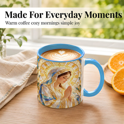 #pl[11oz|Blue] Praying Mother Coffee Mug, Lily Faith Mug, Ceramic Cup