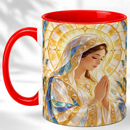 Praying Mother Coffee Mug, Lily Faith Mug, Ceramic Cup