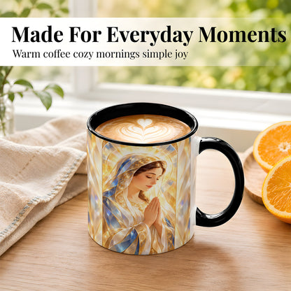 #pl[11oz|Black] Praying Mother Coffee Mug, Radiant Faith Mug, Ceramic Cup