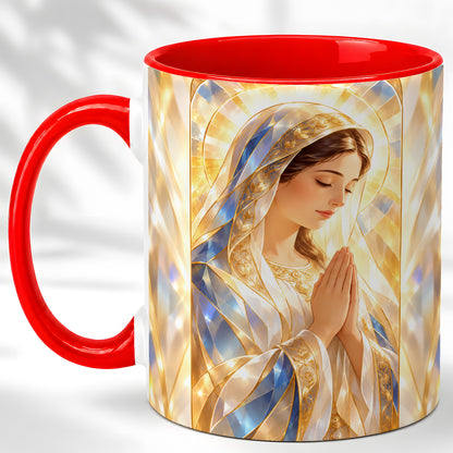 Praying Mother Coffee Mug, Radiant Faith Mug, Ceramic Cup