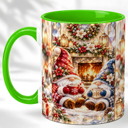 #pl[11oz|Green] Crystal Gnome Coffee Mug, Cozy Fireplace Mug, Ceramic Cup