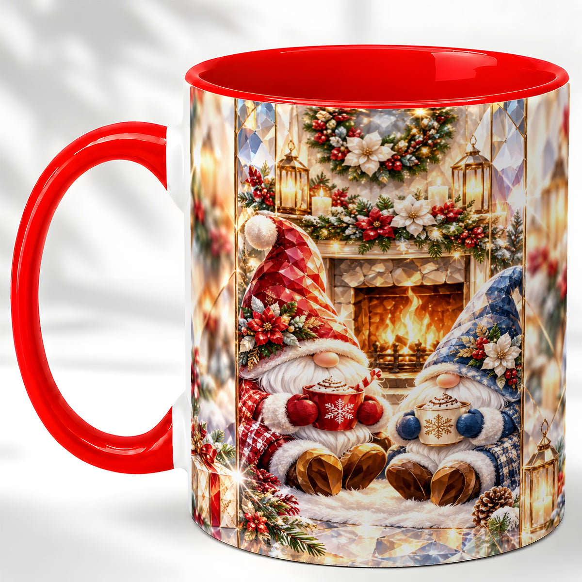 Crystal Gnome Coffee Mug, Cozy Fireplace Mug, Ceramic Cup