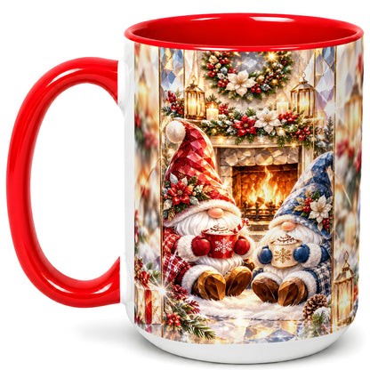 #pl[15oz|Red] Crystal Gnome Coffee Mug, Cozy Fireplace Mug, Ceramic Cup
